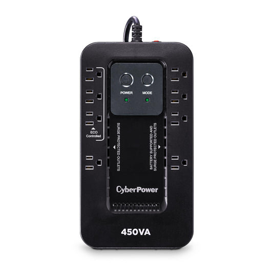 CyberPower EC450G Ecologic Battery Backup & Surge Protector UPS System, 450VA/260W, 8 Outlets, ECO Mode, Compact Uninterruptible Power Supply
