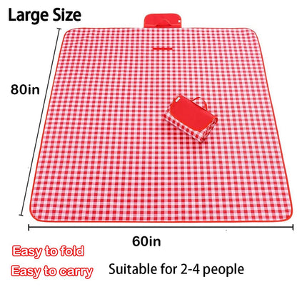 RUIBOLU Large Picnic Blankets,80x60in Beach Blanket Sandproof Beach Mat for 3-5 Adults Waterproof Quick Drying Outdoor Picnic Mat for Travel Camping Hiking(Red Plaids)