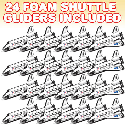 ArtCreativity Space Shuttle Gliders, Set of 24, Flying Toys for Boys & Girls, Made of Foam Material, Outdoor Toys for Children, Outer Space Party Favors for Kids, Great for Indoor & Outdoor Play