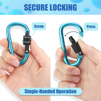 Cridoz Carabiner and Keyring Set, 12PCS Metal D Ring Carabiner Clips with 12PCS Heavy Duty Key Rings for Keys, Bottles, Backpacks (Multicolors)