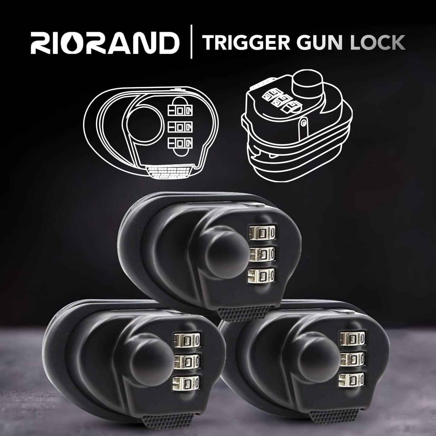 RioRand Trigger Lock 3 Digit Combination Gun Lock Gun Trigger Lock Accessories (3PCS)