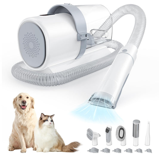Sweetcrispy Pet Grooming Vacuum Kit, Professional Dog Grooming Clippers with 2.5L Cup, 3 Suction Modes, Cordless Clippers, 5 Groomer Tools, Low Noise Pet Hair Trimmer for Dogs, Cats and Other Animals