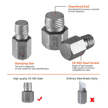 XEWEA 25Pcs Screw Extractor Set Hex Head Multi-Spline Easy Out Bolt Extractor Tool, Chrome Molybdenum Alloy Steel Heavy Duty EZ Out Rounded Screw Remover, Father's Day gift