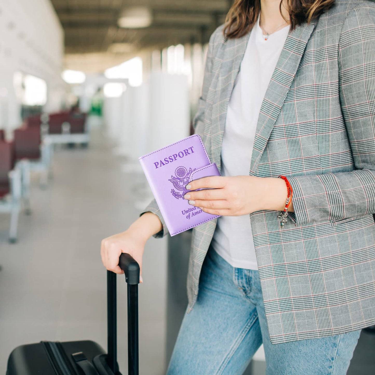 TIGARI Passport Holder for Travel Women Men, PU Leather Waterproof RFID Passport Holder Wallet Cover Case Sleeve, Family Vacation Plane Cruise Travel Document Organizer Essentials-Purple