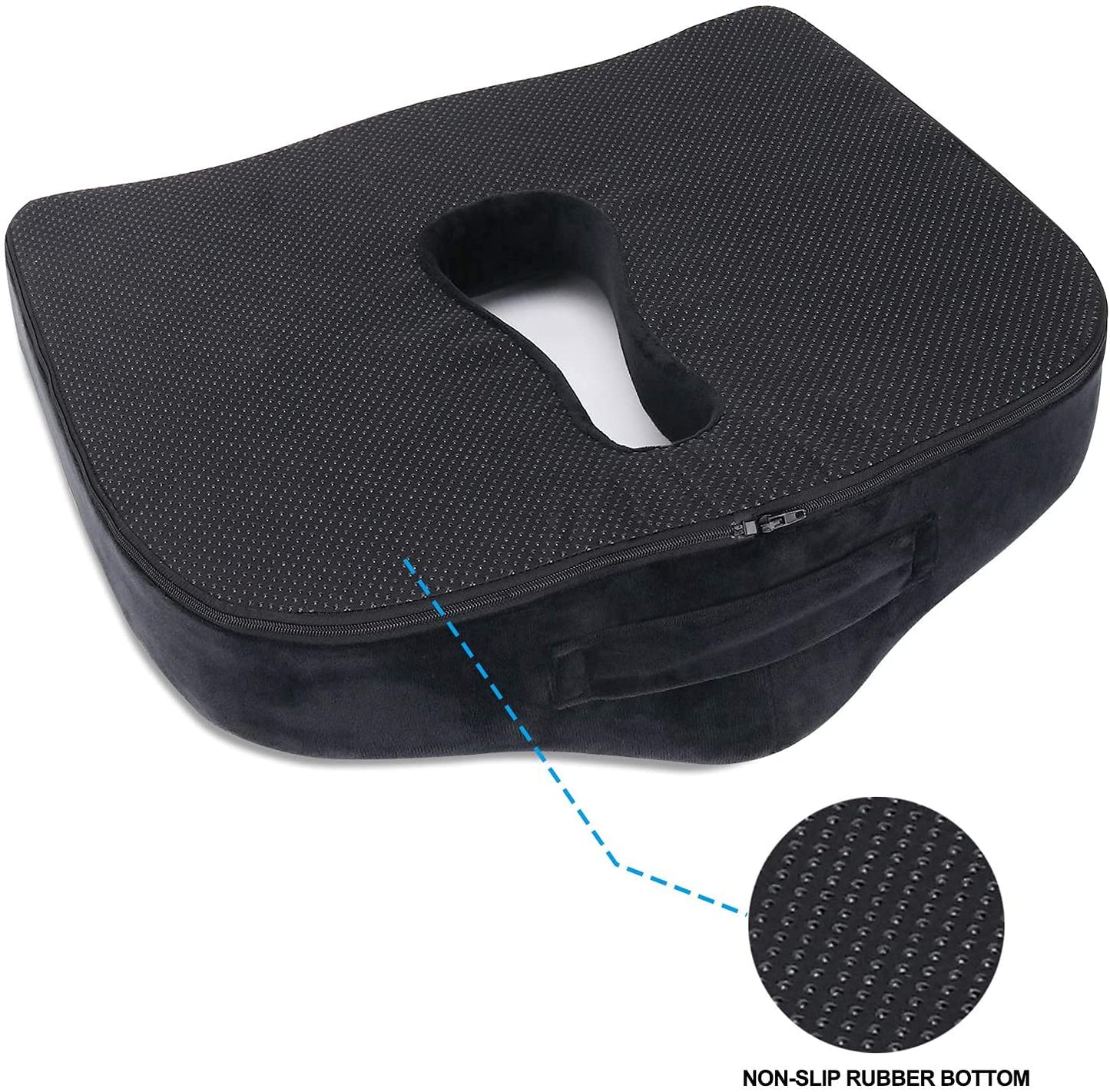 SnugPad Premium Memory Foam Seat Cushion, for Sciatica Tailbone Back Pain Relief, Posture Correction. Orthopedic Sitting Pillows for Office Chair, Car, Truck, Wheelchair with Non-Slip Bottom (2Pk)