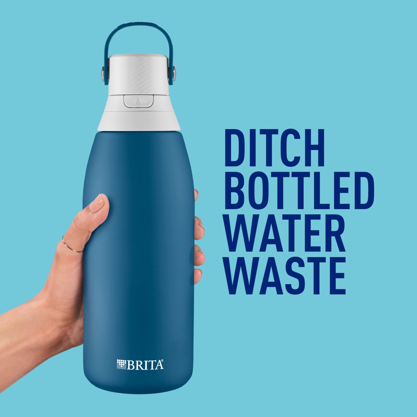 Brita Stainless Steel Premium Filtering Water Bottle, BPA-Free, Reusable, Insulated, Replaces 300 Plastic Water Bottles, Filter Lasts 2 Months or 40 Gallons, Includes 1 Filter, Marina - 32 oz
