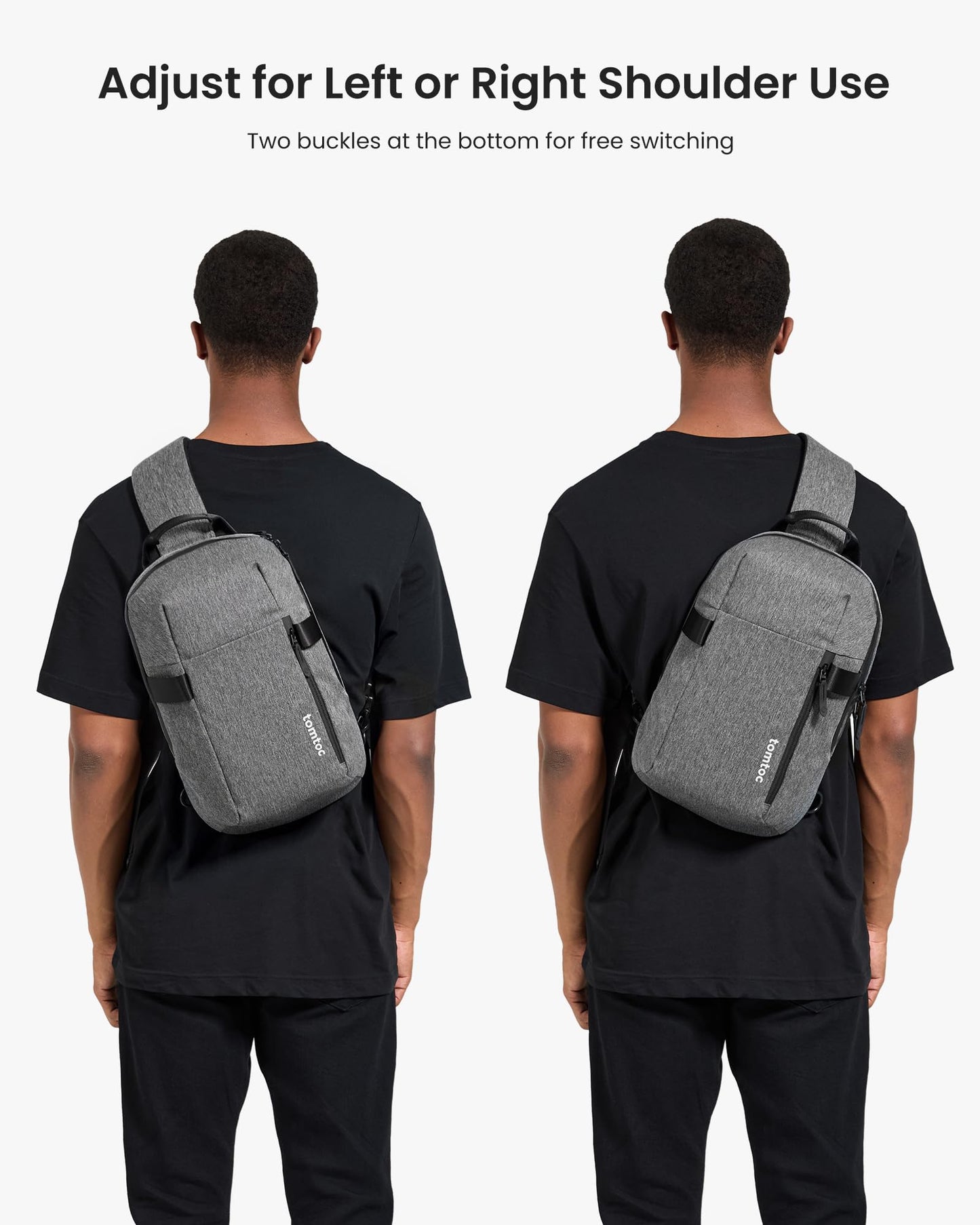 tomtoc Sling Bag Crossbody Backpack EDC Daypack for Men Women, Chest Shoulder bag for 2024 14" MacBook Pro M4, 13" MacBook Air/Pro, 2025 11" iPad A16/Air M3&M2/Pro M4, Daily Use, Work, Travel- S Size