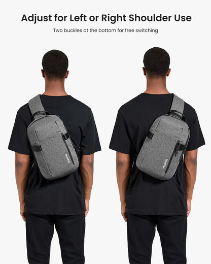 tomtoc Sling Bag Crossbody Backpack EDC Daypack for Men Women, Chest Shoulder bag for 2024 14" MacBook Pro M4, 13" MacBook Air/Pro, 2025 11" iPad A16/Air M3&M2/Pro M4, Daily Use, Work, Travel- S Size