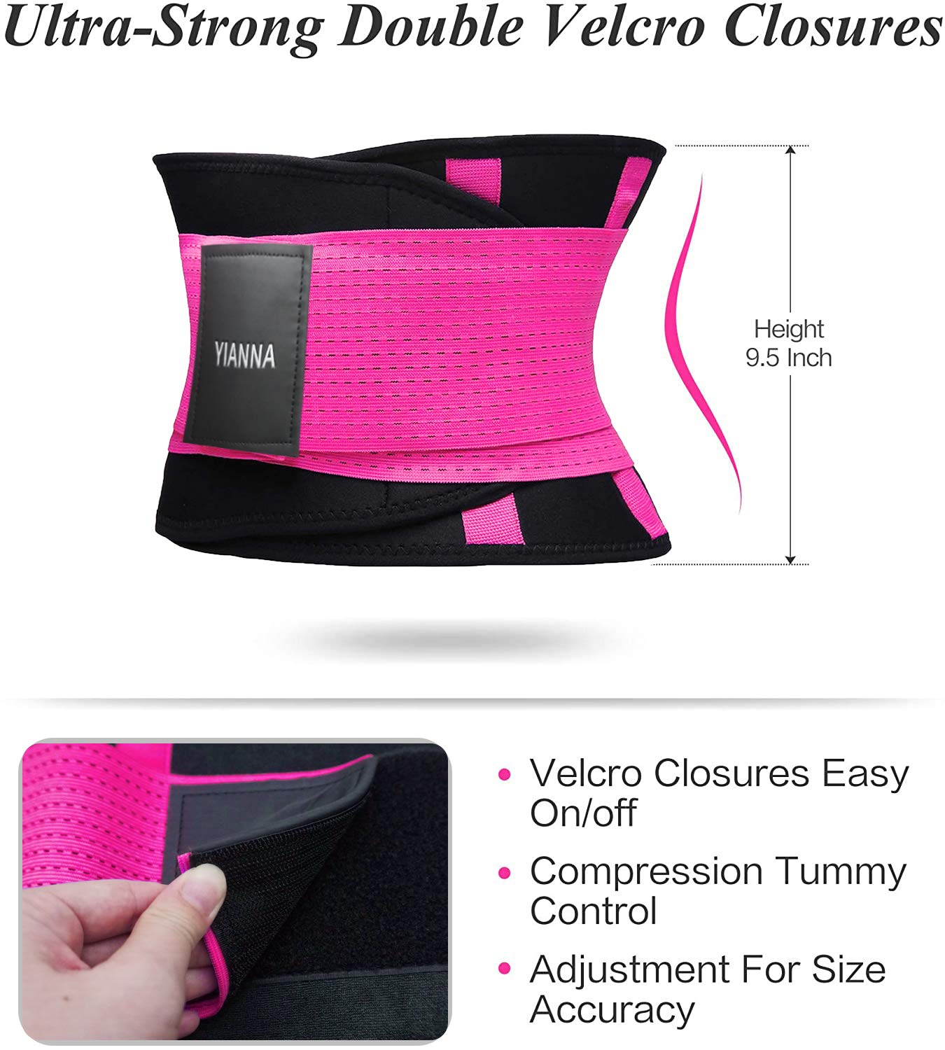 YIANNA Women Waist Trainer Belt - Slimming Sauna Waist Trimmer Belly Band Sweat Sports Girdle Belt Weight loss, YA8002-Rose-XL
