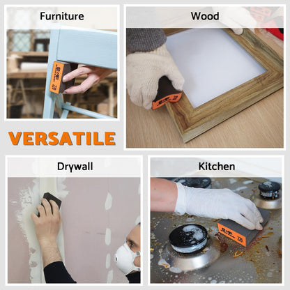 Sanding Sponge, 60 80 120 220 Coarse Medium Fine Grit Sanding Block, Sander Sponges for Drywall Metal, Sandpaper Sponge Sanding Blocks for Wood 4 Pcs by S&F STEAD & FAST