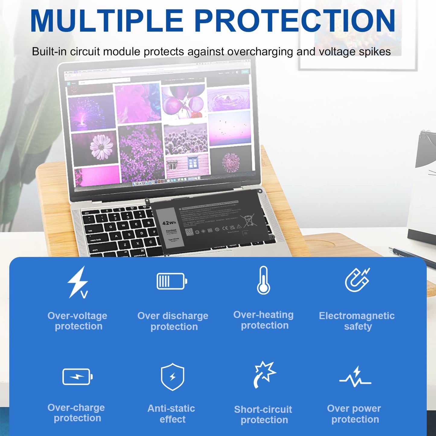 YRDD6 Battery for Dell Inspiron 5591 7586 5491 5481 5482 5485 3310 2-in-1 15 3582 3583 3593 3584 5590 5593 5594 5585 5598 14 3493 5493 5480 3793 Vostro 3491 5481 5581 5490 5590 0YRDD6 01VX1H 0VM732