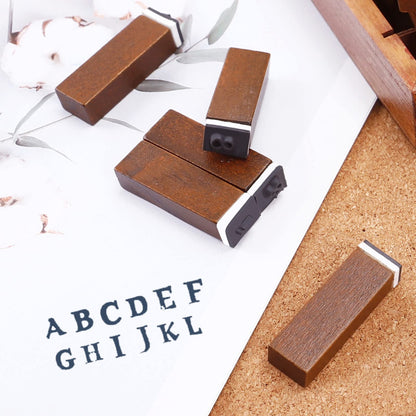 UCEC 70pcs Alphabet Stamps for Clay, Rubber Letter Stamps for Crafting, Wooden Letter Number and Symbol Stamp Set for Scrapbooking Supplies DIY Craft Card Making