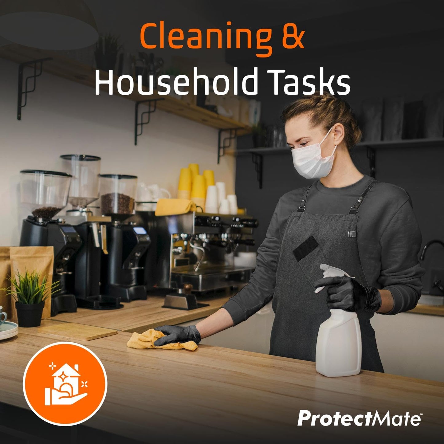 Protectmate 5 Mil Black Nitrile Gloves for Food Prep - Textured Food Prep Gloves - Food Handling Gloves Disposable Latex Free Gloves for Cooking, Catering, Food Service - X-Large (Box of 100)