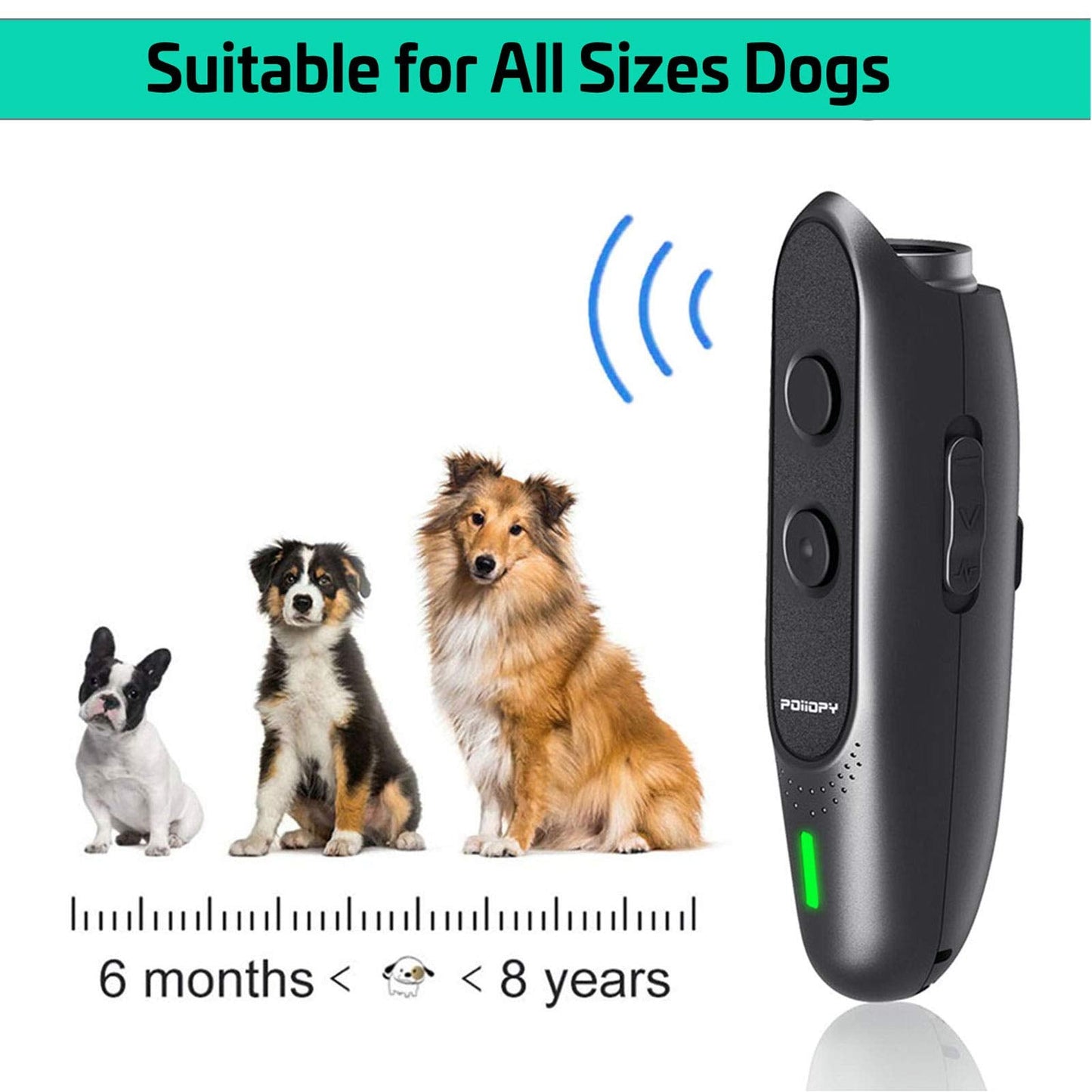 Anti Bark Device for Dog-Variable Frequency Ultrasonic Dog Bark Deterrent Rechargeable 2 in 1 Dog Barking Control Device Handheld Dog Training Tool Barking Behavior Trainer 16.4 Ft Range 100% Safe