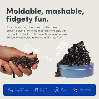 Speks Original Crags Ferrite Putty | 500+ Ferrite Stones in a Tin, Fidget Toy for Stress Relief, Sensory Desk Toy for Adults & Teens 14+ | Blue Gradient, Medium