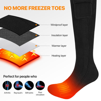 Upgraded Heated Socks,7.4V 2200MAH Electric Rechargeable Battery Heating Socks for Men Women,Winter Outdoor Sports Ski Hunting Camping Hiking Climbing Riding Motorcycle Warm Socks Foot Warmer (M)