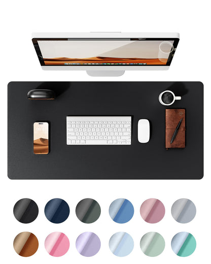 YSAGi Leather Desk Pad Protector, Office Desk Mat, Large Mouse Pad, Non-Slip PU Leather Desk Blotter, Laptop Desk Pad, Waterproof Desk Writing Pad for Office and Home (Black, 23.6" x 13.8")