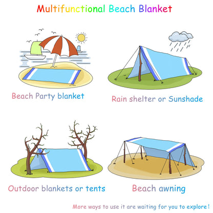 BYDOLL Beach Blanket 10'X9' Waterproof Sandproof Suits1-8 Adults Oversized Lightweight Large Blanket Picnic Mat for Beach Sand Free Travel Camping Hiking Picnic