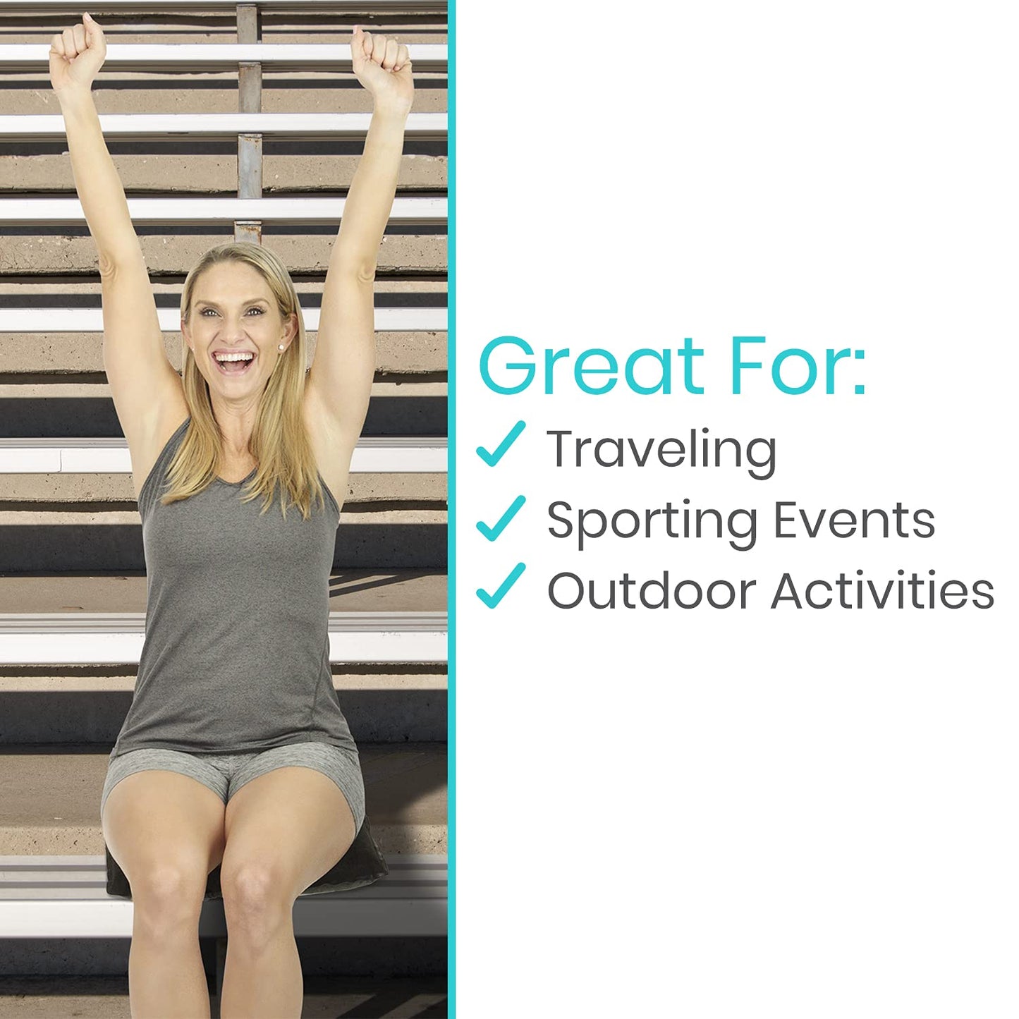 Vive Self Inflatable Seat Cushion - Portable Pad for Stadiums, Bleachers, Airplanes, Travel, Hiking, Camping, Backpacking, Sporting Events, Picnics - Lightweight Padded Seat Resistant to Tears & Snags