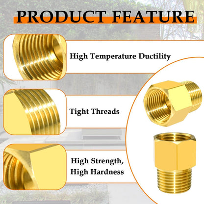 SDTC Tech 2-Pack Brass Pipe Fitting 1/4 NPT Thread Male to 1/2 NPT Thread Female Reducer Adapter, Brass Pipe Extension Connectors