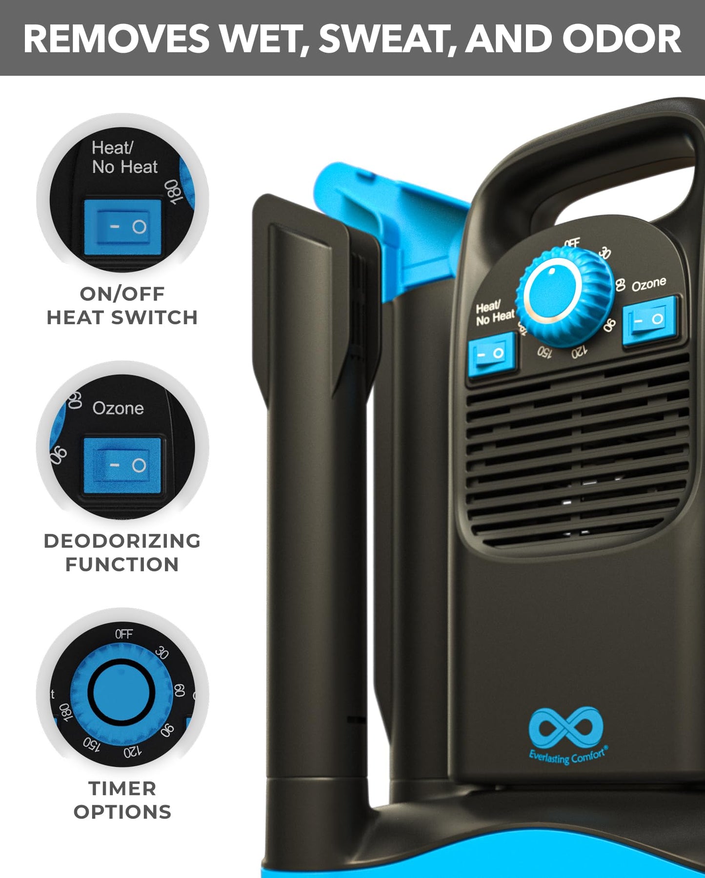 Upgraded Boot Dryer for Work Boots with Ozone Deodorizer- Easy to Use Compact Boot Warmer - Fast Drying Shoe Dryer for Sneakers, Gloves, Adjustable Drying Tubes, Ski Boot Warmers/Dryer (2 Pair Model)