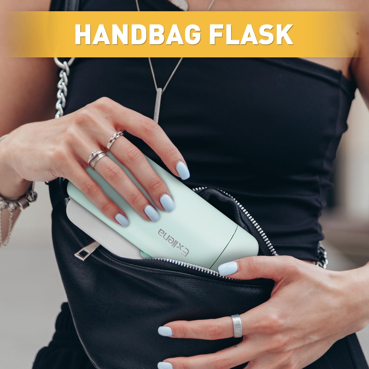 Exllena Small Water Bottle 10oz, Small Insulated Water Bottle for Hot&Cold Drinks, Water Bottle Purse with Carry Handle - 100% Leakproof Perfect for School, Travel...(Mint)