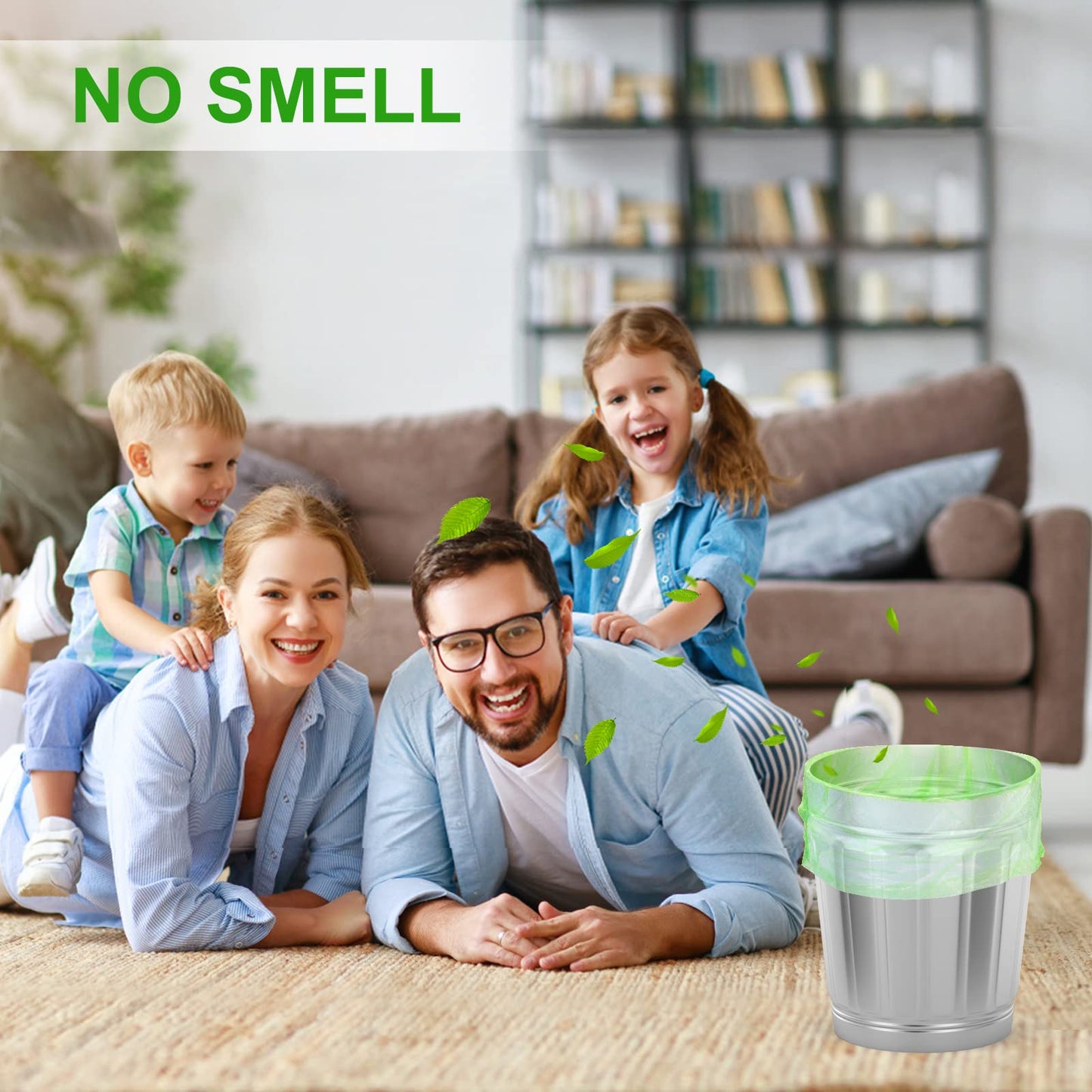 Small Trash Bags 4-6 Gallon, Inwaysin 200 Count Biodegradable Trash Bags 4 Gallon, Extra Strong Small Garbage Bags Unscented, Size Expanded, Green, for Bathroom Bedroom Office Kitchen Trash Can