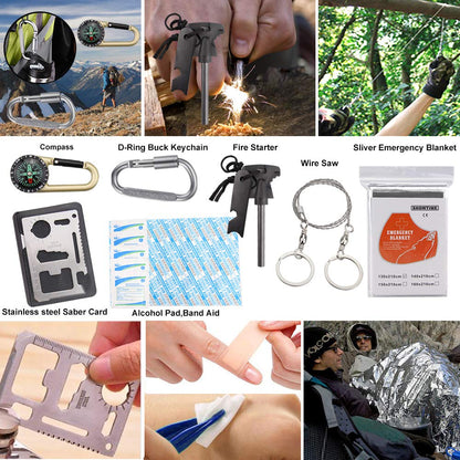 EMDMAK Survival Kit Outdoor Emergency Gear Kit for Camping Hiking Travelling or Adventures