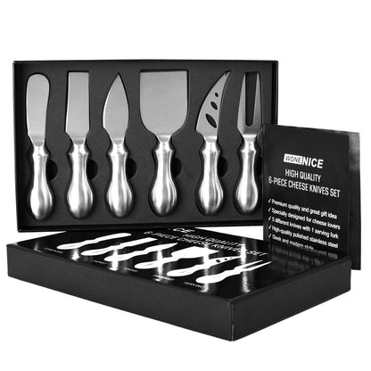 WoneNice Luxury 6-Piece Cheese Knife Set, Premium Stainless Steel Cheese Knives Gift Set for Wine Parties, Charcuterie Boards, Gourmet Dining, Weddings, Housewarming & Cheese Lovers
