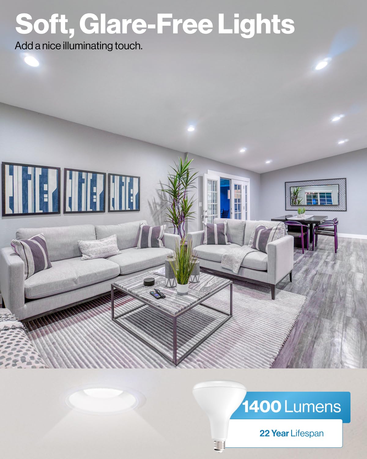 Sunco 8 Pack BR40 LED Light Bulbs, Indoor Flood Lights, Recessed Can Light Bulb, 1400 LM, 17W (100W Equivalent), 5000K Daylight, Dimmable, E26 Base, for Home, Bedroom, Kitchen UL