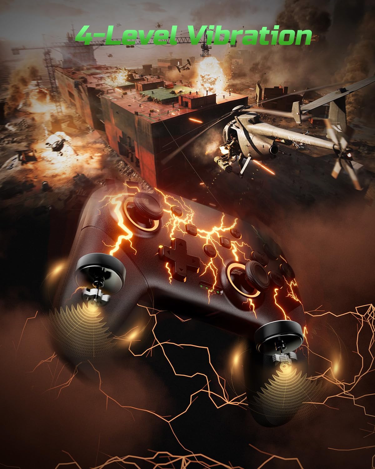 VOYEE Switch Controllers Compatible with Switch/Lite/OLED/PC Windows, 1000mAh Programmable RGB Lightning LED, Wireless Pro Controller with One Key Pairing/Wake Up/Turbo/Vibration