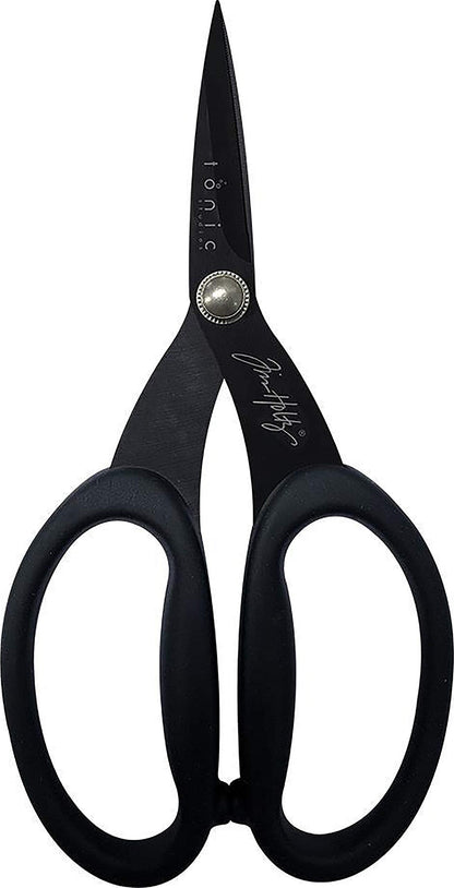 Tim Holtz Small Titanium Scissors - 7 Inch Mini Snips with Micro Serrated Blade - Non Stick Craft Tool for Cutting Paper, Fabric, and Sewing - Black Comfort Grip Handles