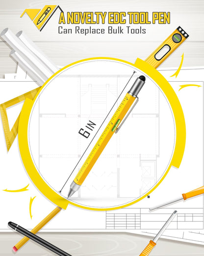 Stocking Stuffers for Men Multitool Pen, Birthday Gifts for Dad Husband Him, Father's Day Gifts from Daughter and Son, Cool Gadgets and Gift Ideas for Construction Engineers, Woodworkers, Carpenters