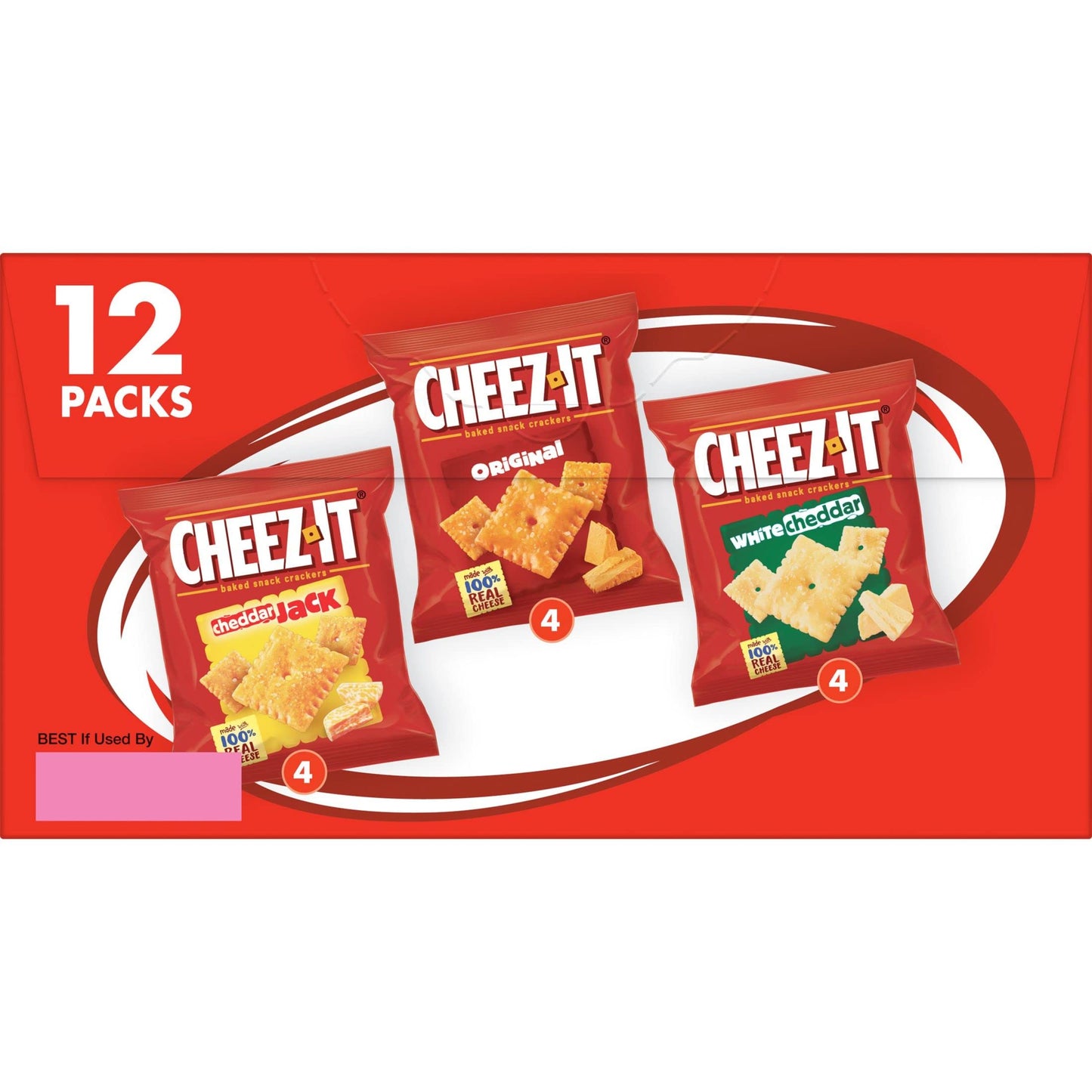 Cheez-It Cheese Crackers, Baked Snack Crackers, Lunch Snacks, Variety Pack, 12.1oz Box (12 Packs)