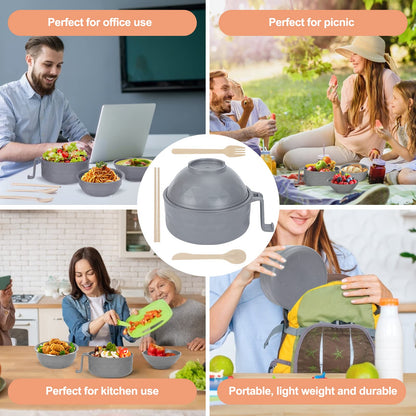 RORBAM Microwave Ramen Cooker,Ramen Bowl With Chopsticks and Spoon,For Office College Dorm Room Essentials Instant Lunch Ideal for Shin and Buldak Noodle On The Go, Dishwasher-Safe,BPA-Free. (gray)