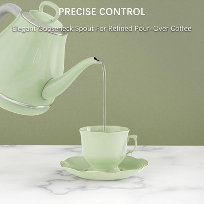 Anfilank Electric Gooseneck Kettle, 1L 1500WFast Boil, 100% Stainless Steel BPA Free Pour-Over Coffee & Tea Kettle,Water Boiler with Auto Shut & Boil-Dry Protectio,Green