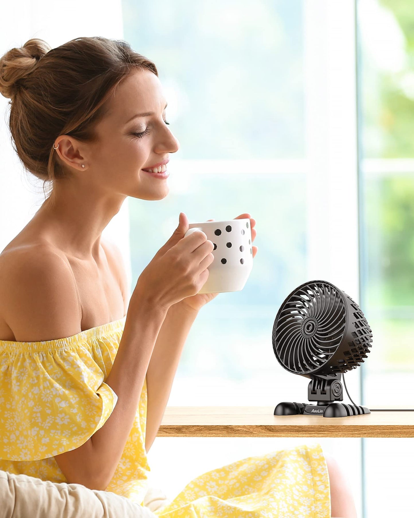 USB Desktop Small Fan, Stepless Speed Adjustment with Multiple Speed Levels, Portable Plug-in Personal Mini Fan,Quiet Powerful Airflow,Suitable for Office Home Dormitory Bedroom, 4.9 Feet Long Cable