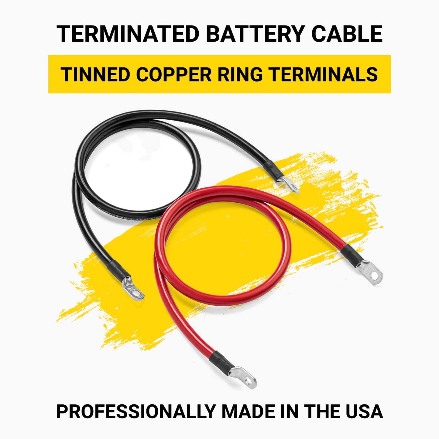 Spartan Power Battery Cable 2 Foot 4 Gauge AWG Wire Set 5/16" M8 Made in USA