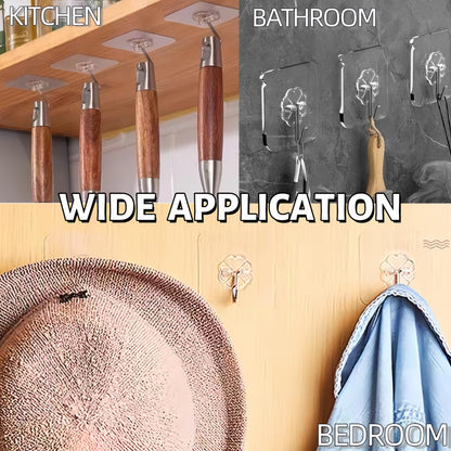 DDMY 24 Packs Hooks for Hanging 50lb Wall Hooks Transparent Reusable Waterproof Adhesive Hook for Kitchen Curtain, Towel Hook for Bathrooms, Heavy Duty Self Coat Hook for Walls No Damage