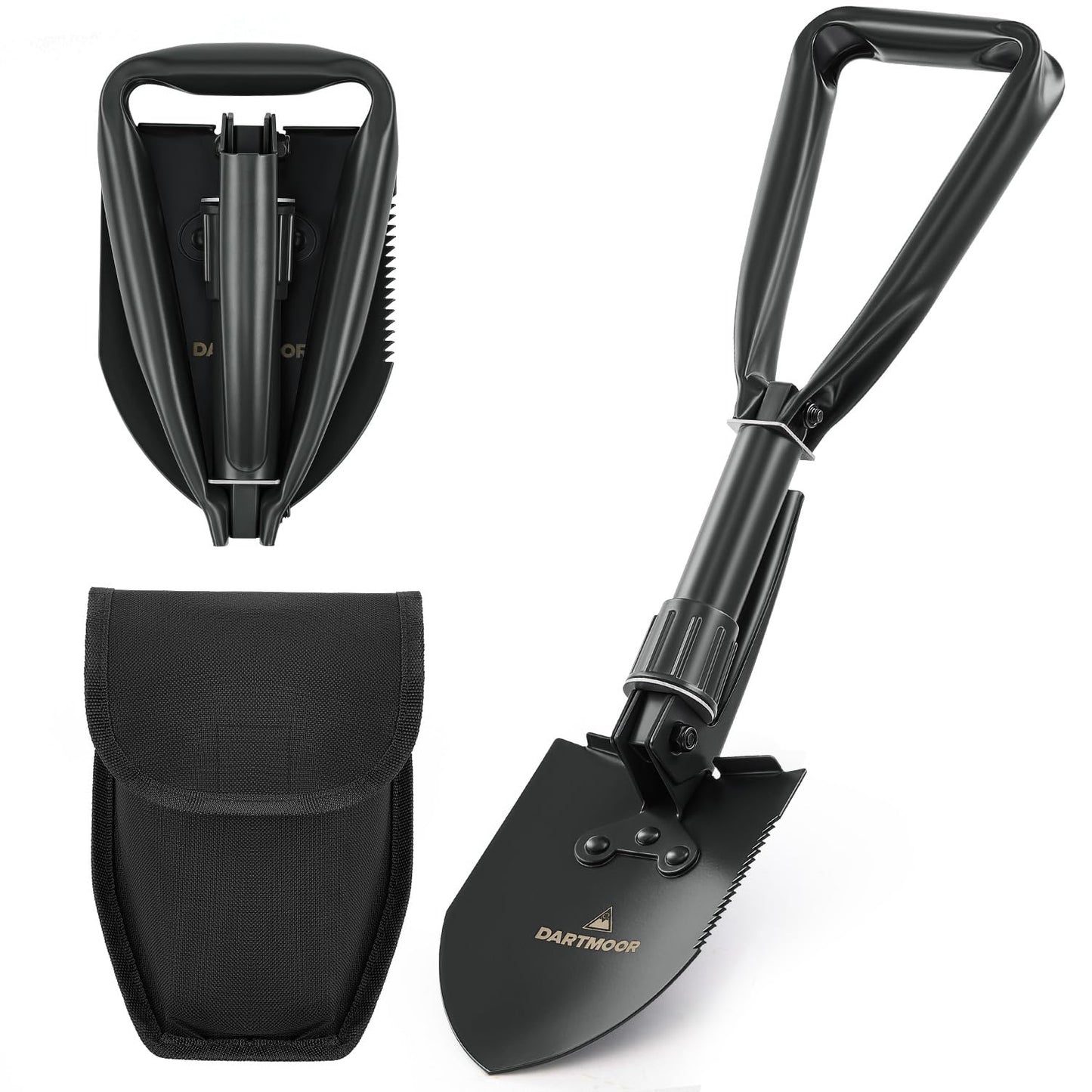 DARTMOOR Mini Folding Shovel High Carbon Steel, Portable Lightweight Outdoor Tactical Survival Foldable Mini Shovel, Entrenching Tool, Camping, Hiking, Digging, Backpacking, Car Emergency