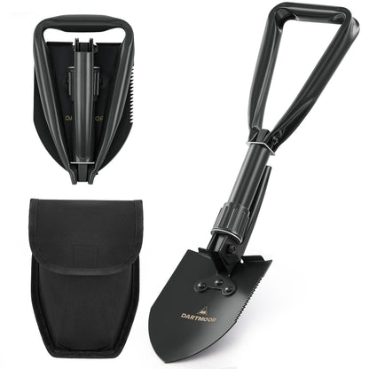 DARTMOOR Mini Folding Shovel High Carbon Steel, Portable Lightweight Outdoor Tactical Survival Foldable Mini Shovel, Entrenching Tool, Camping, Hiking, Digging, Backpacking, Car Emergency