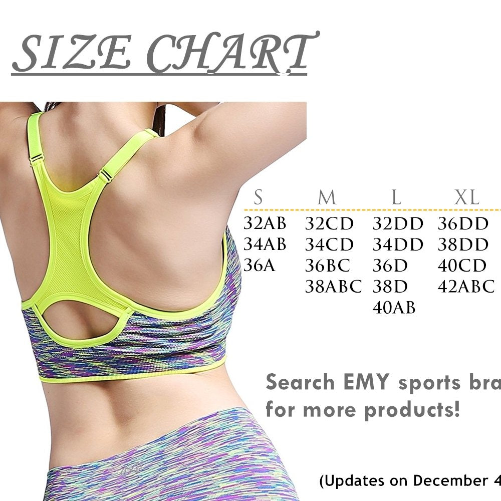 EMY Sports Bra for Women 1 2 3 5 Pack Space Dye Racerback Removable Pads for Fitness Gym Yoga Running (XL, 5 Pack)