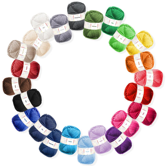Soft Acrylic Yarn for Crocheting - 2400 Yards Crochet Yarn for Crocheting, Amigurumi Yarns for Knitting, Bulk, Perfect for Crafts, Crochet Amigurumi, and Knitting - 24 Pack x 50g