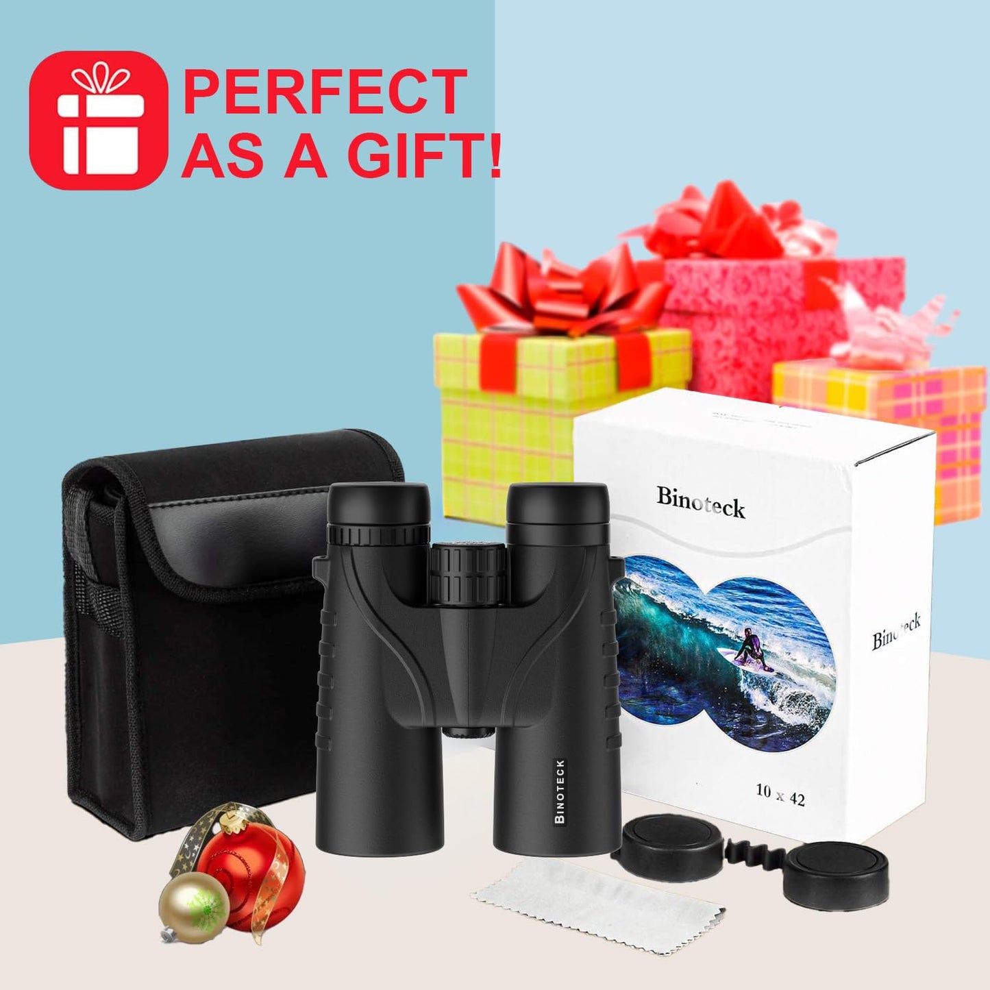 Binoteck 10x42 Binoculars for Adults - Professional HD Roof BAK4 Prism Lens Binoculars for Bird Watching, Hunting, Travel, Sports, Cruise, Concert, with Carrying Bag