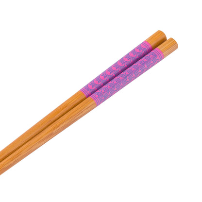 Silver Buffalo Lilo and Stitch Scrump Waves Japanese Pattern Ceramic Ramen Noodle Rice Bowl with Chopsticks and Spoon, Microwave Safe, 20 Ounces