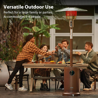 EAST OAK 50,000 BTU Patio Heater for Outdoor Use With Round Table Design, Double-Layer Stainless Steel Burner and Wheels, Outdoor Patio Heater for Home and Commercial, Bronze, 31.9" x 31.9" x 86.6"