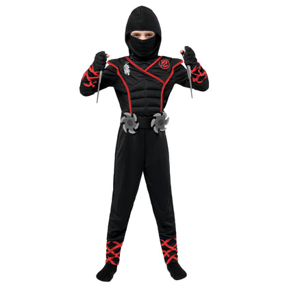 Spooktacular Creations Halloween Ninja Costume, Black Ninja Outfit Set for Kids, Halloween Costumes with Accessories for Boys Dress Up and Role Play Party (Small, 5-7 yrs)