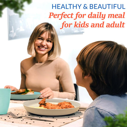 9 Inch Dinner Plates Set of 8 - BPA-Free Wheat Straw & Plastic Plates Lightweight Plate for Dessert,Pasta BPA Free, 8 Colors