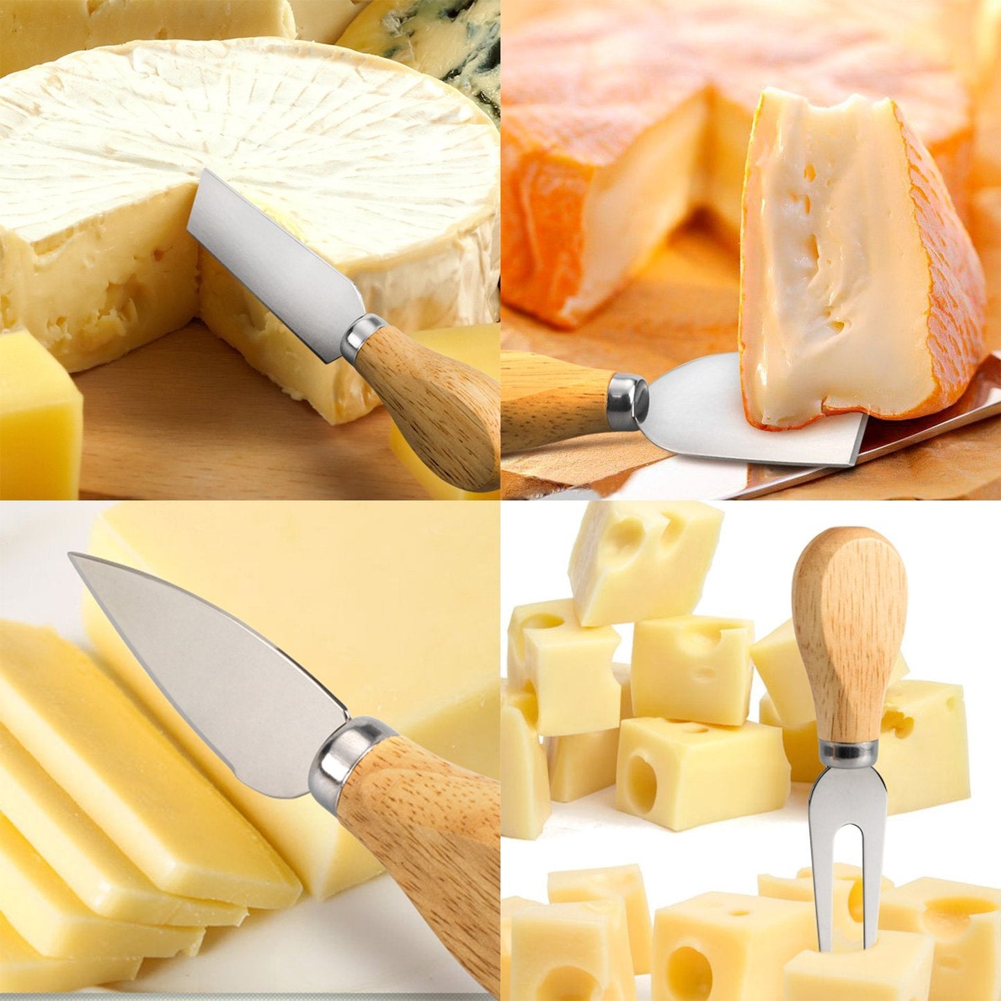 YXChome 4 Cheese Knives Set - Cheese Knife,Cheese Fork,Cheese Slicer,Butter Knife - Mini Premium Stainless Steel Cheese Knife Set - Cheese Knives for Charcuterie Board - Charcuterie Boards Accessories
