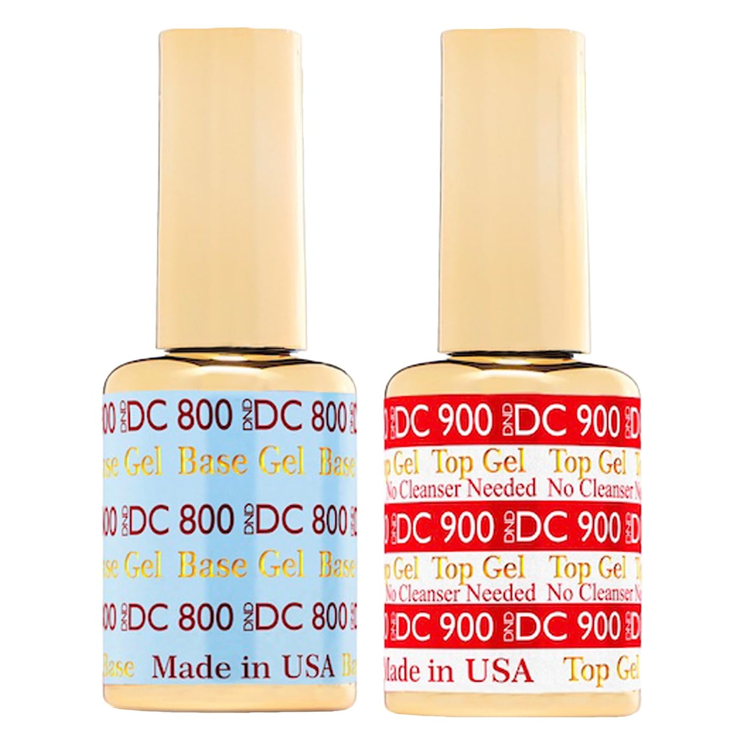 DND DC Base Gel and Top Gel Polish No Cleanse Set, UV/LED GelBase Polish 800 and No Cleanse Top Coat 900, Salon Professional Gel Polish Duo, 0.5 Fl Oz Each